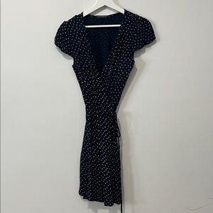 Brandy Melville Navy and White Dotted Mini Dress